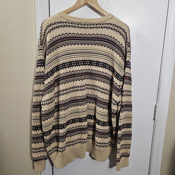 Vintage Saddlebred Men's Sweater Sz 2X Fair Isle 100% Cotton Nordic Pattern Knit - Picture 5 of 5